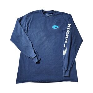 Costa Del Mar Mens Navy Blue Graphic Long Sleeve T-Shirt Size Medium Cotton